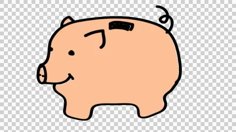Pig pork ham hand drawn illustration animation sketch transparent background Stock Footage 44786577