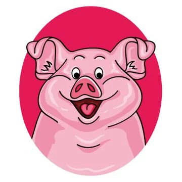 Pig portrait on white background Stock Illustration