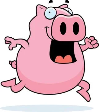 Pig running Stock Illustration