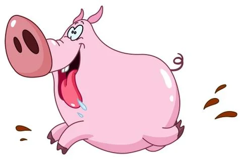 Pig running Stock Illustration