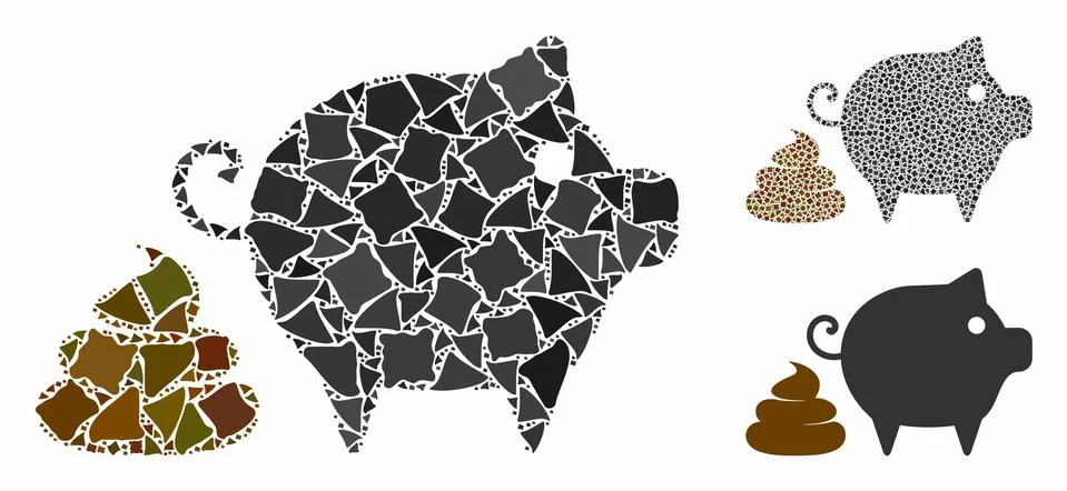 Pig shit Mosaic Icon of Bumpy Elements Illustrazione stock