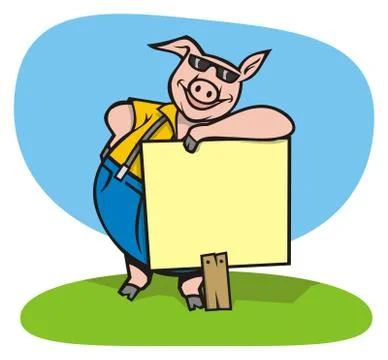 Pig with sign Stock Illustration
