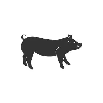 Pig silhouette icon art vector illustration isolated on white background. Stock Illustration