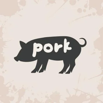 Pig silhouette with text Stock Illustration