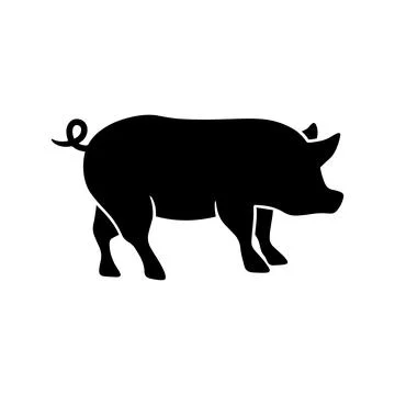 Pig Silhouette. Vector icon. Stock Illustration