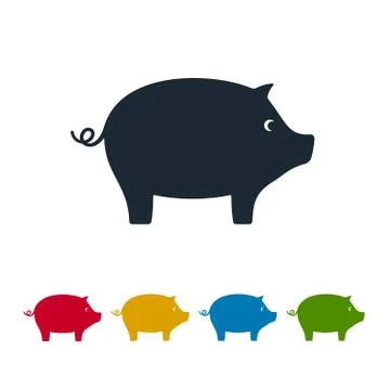 Pig silhouettes vector icons Stock Illustration
