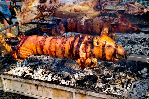 Pig on a skewer Stock Photos