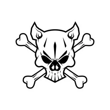 Pig Skull and Bones. Concept pig skeleton head for pirate flag Stock Illustration