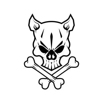 Pig Skull and Bones. Concept pig skeleton head for pirate flag Stock Illustration