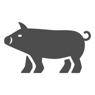 Pig solid icon, Farm animals concept, pork sign on white background, Pig イラスト素材