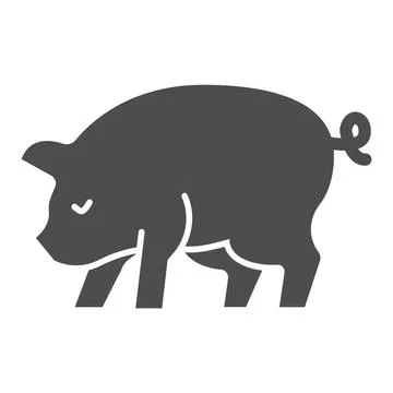 Pig solid icon, farm garden concept, Pork sign on white background, pig animal Stock Illustration
