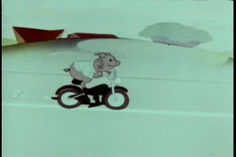Pig on speeding motorcycle hits tree Video stock 11346700