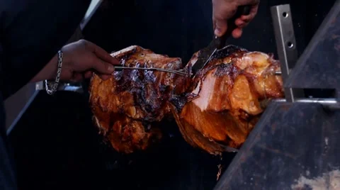 Pig on a spit Stock Footage 8662139