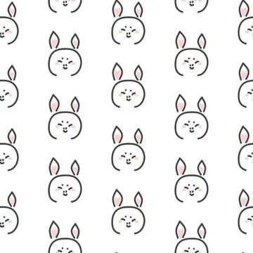Pig stylized line fun seamless pattern for kids and babies Illustrazione stock