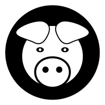 Pig symbol button. Illustrazione stock