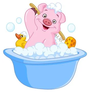 Pig taking a bath Illustrazione stock