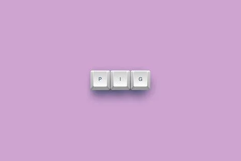 Pig text on a 3d keyboard button with shadow concept series Stock Illustration