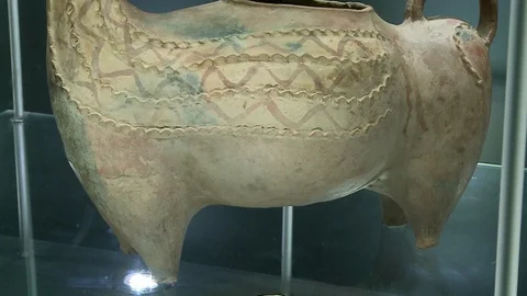 A pig-themed ceramic at the MUSEF, La Paz, Bolivia Stock Footage 108843359