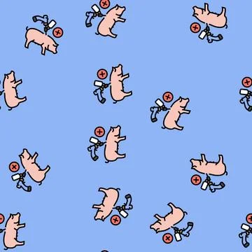 Pig vaccination vector seamless pattern Stock Illustration