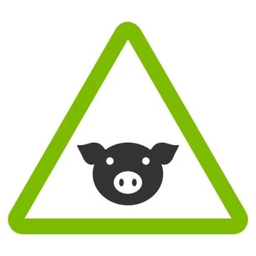 Pig Warning Flat Vector Icon Stock Illustration