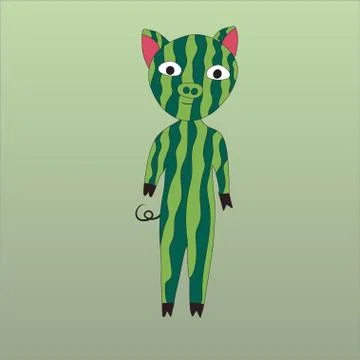 Pig watermelon style Stock Illustration