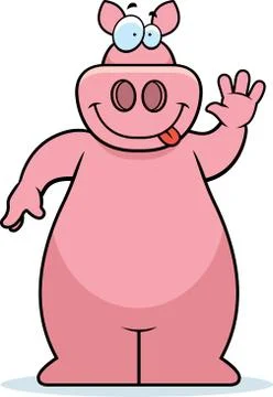 Pig Waving Stock Illustration
