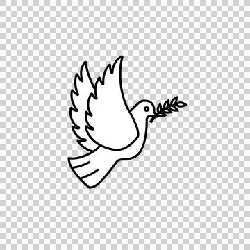 Pigeon bird with leaf thin line icon, peace concept. Stock Illustration