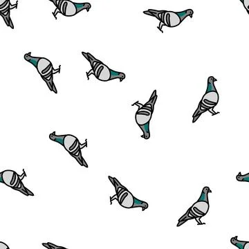 Pigeon bird vector seamless pattern Illustrazione stock