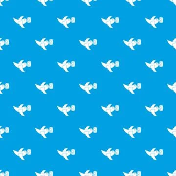 Pigeon fly with mail pattern seamless blue Stock Illustration