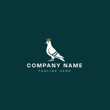 Pigeon king logo vector icon illustration design template - vector stock Illustrazione stock
