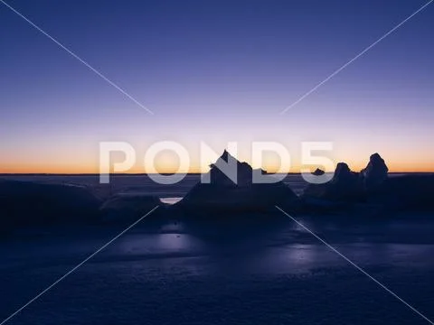 Pigeon Lake In Winter At Sunset, Alberta, Canada Stock Photos