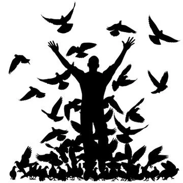 Pigeon man Stock Illustration