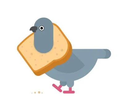 Pigeon on neck of bread. vector illustration 스톡 일러스트