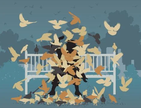 Pigeon park Stock Illustration