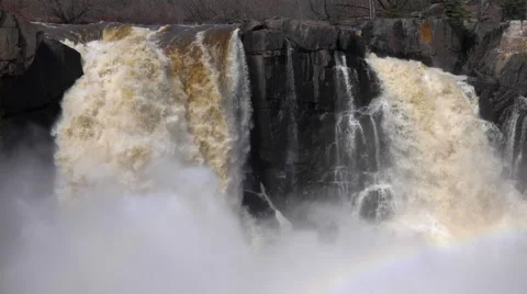 Pigeon River High Falls and Rainbow at Grand Portage State Park, Minnesota Stock Footage 40972718