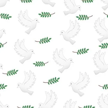 Pigeon Seamless Pattern Vector on Isolated White Background Stock Illustration