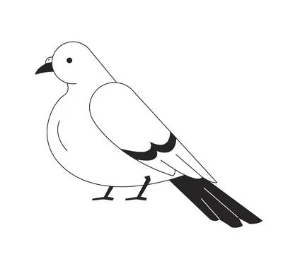 Pigeon side view 2D line character Stock Illustration