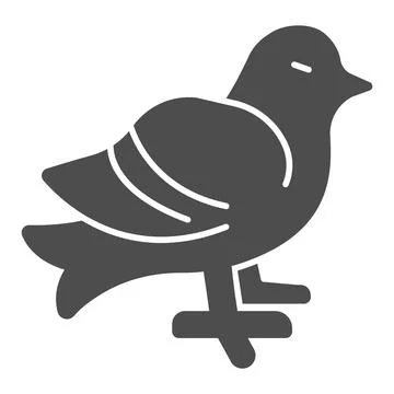 Pigeon solid icon, domestic animals concept, City bird sign on white background Illustrazione stock