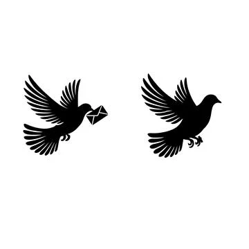 Pigeons carrying a message Stock Illustration