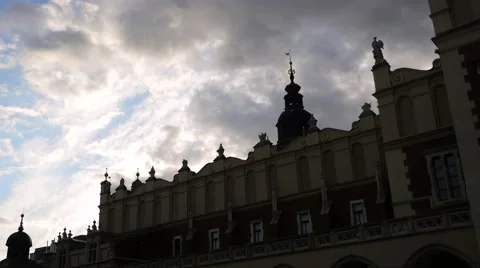 Pigeons flying above the old bulging. Cloud moving on the sky. Timelaps. Stock Footage 61127090