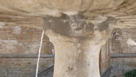 Pigeons seek refreshment by drinking in a city fountain  - 4K Stock-Footage 246767201