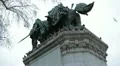 Pigeons on Statue in Notre Dame Square in Paris, France, Europe, French HD Footage