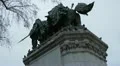 Pigeons on Statue in Notre Dame Square in Paris, France, Europe, French HD Footage