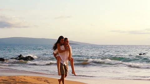 Piggy Back Lovers Stock Footage 52553232