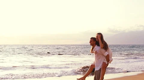 Piggy Back Ride Sunset Stock Footage 52553205