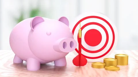 The piggy bank and dart for saving or earn concept 3d rendering. Stock Illustration