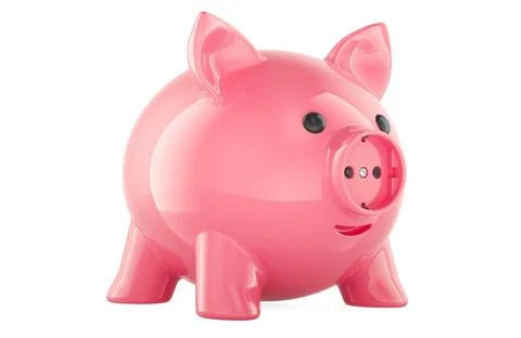 Piggy bank with electrical socket. Saving energy consumption concept, 3D re.. Illustrazione stock