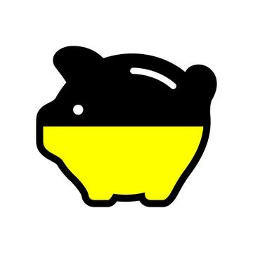 Piggy bank with flag icon, vector symbol. Stock Illustration