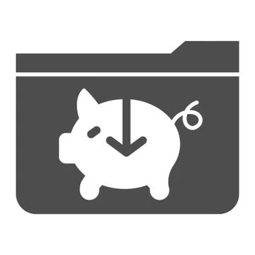 Piggy bank folder solid icon. Banking folder vector illustration isolated on 库存插图