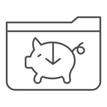 Piggy bank folder thin line icon. Banking folder vector illustration isolated on イラスト素材